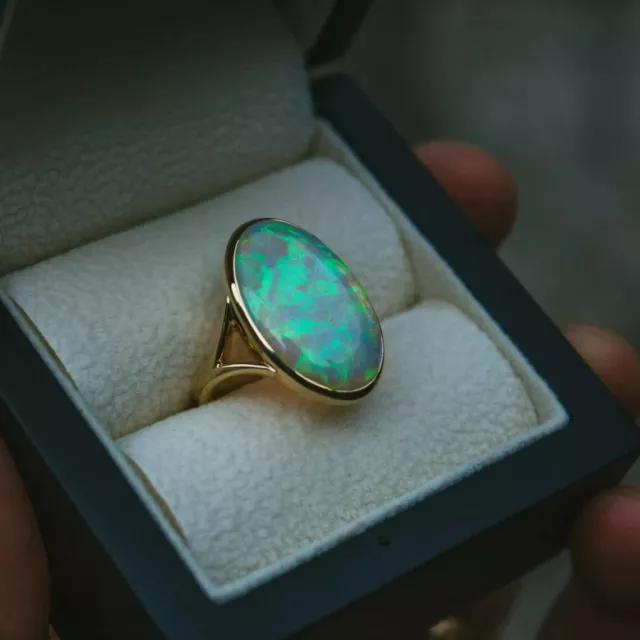 Natural Ethiopion Cut Opal Gemstone 925 Sterling Silver Women Engagement Ring