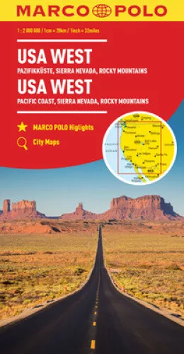 USA West Marco Polo Map: Pacific Coast, Sierra Nevada, Rocky Mountains