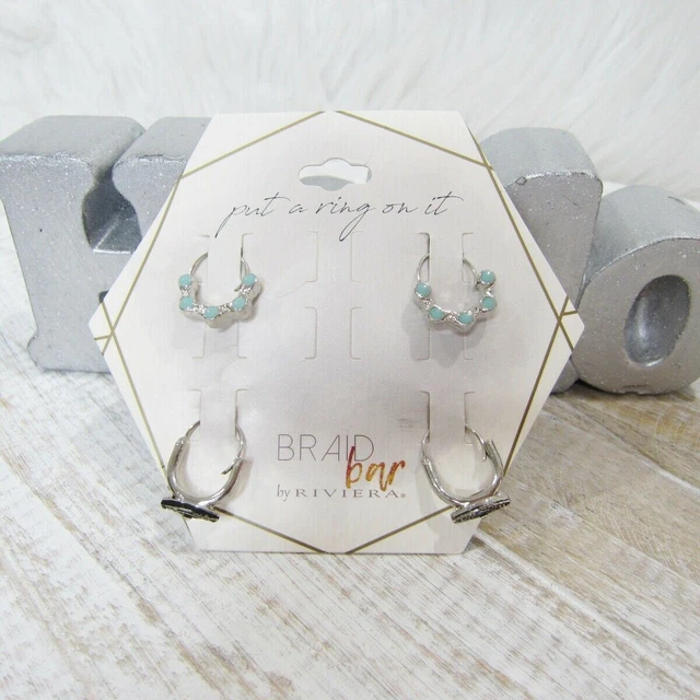 Riviera Braid Bar set of 4 silver metal hair ring charms for braids New