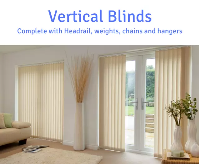 Vertical Blinds & Headrail - Complete kit- Made2Measure - WHITE CREAM GREY BLACK