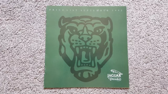 Jaguar Daimler Price List Sales Brochure 1992