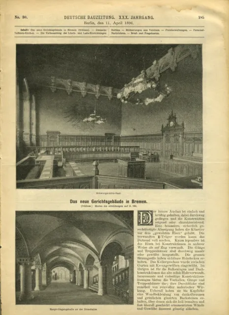 1896 Deutsche Bauzeitung # 30 Das neue Gerichtsgebäude in Bremen