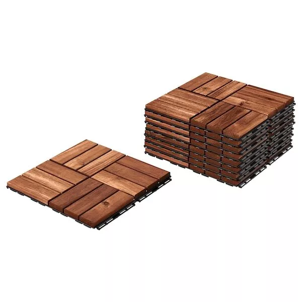 IKEA RUNNEN Decking outdoor deck tiles balcony patio interlocked flooring 9 Pack