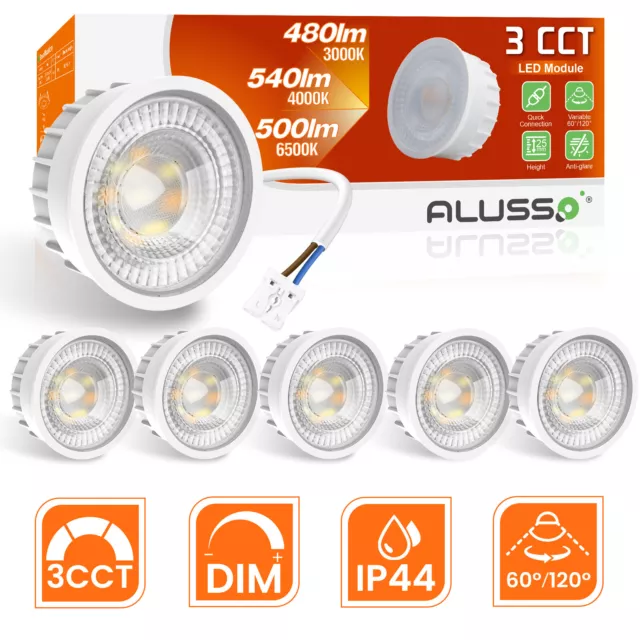 LED Modul 230V CCT Dimmbar Flach GU10 MR16 Ersatz Ø50mm Strahler Set 60°/120° CE