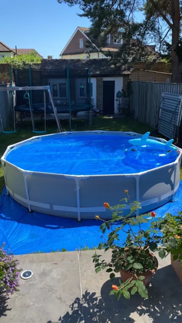 Intex 12ft x 30inch Round Metal Frame Prism Swimming Pool with Filter Pump