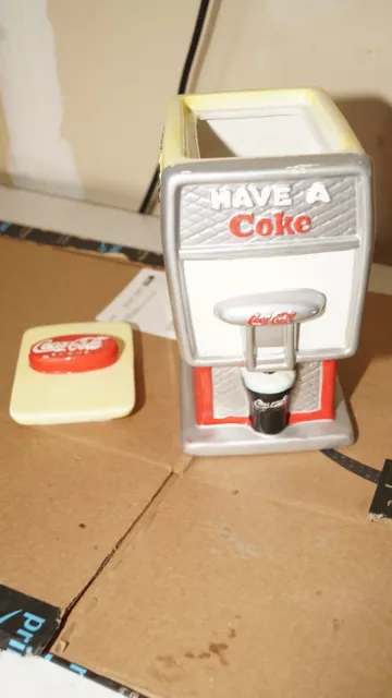 Coca Cola Soda Fountain Machine Ceramic Cookie Jar 2002 Houston Harvest