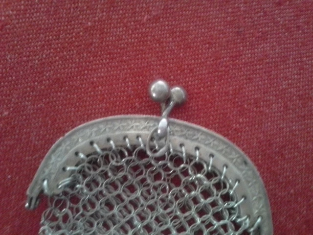 Porte-monnaie Bourse Aumonière En Mailles Argentées – Hauteur 10cm – Femme – Vintage