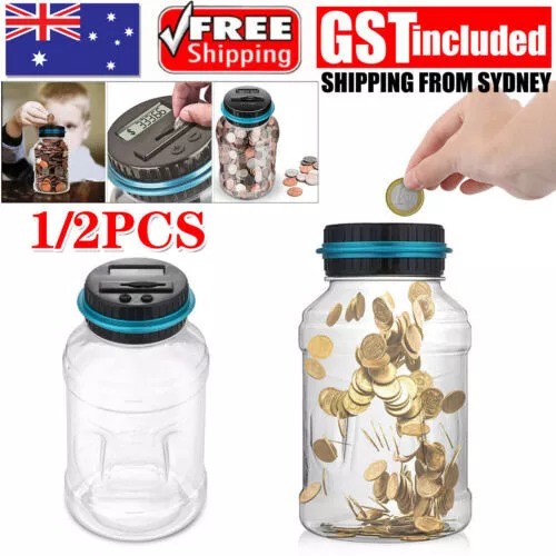 UP 2X Aussie Coin Counting Money Jar Digital LCD Display OZ Coins Piggy Bank Box