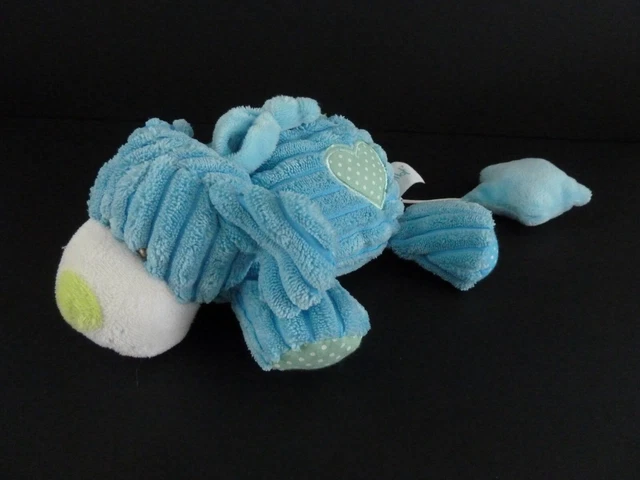 B8. DOUDOU PELUCHE MUSICAL BABY NAT CHIEN BLEU COTTELEE COEUR VERT 24cm ET NEUF*