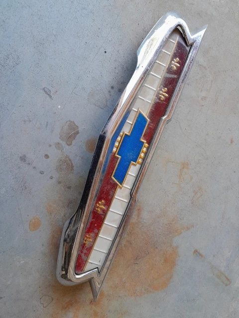 1956 56 Chevrolet Chevy Belair Trunk Emblem Chrome Bezel 1955 55 210 150 3709915