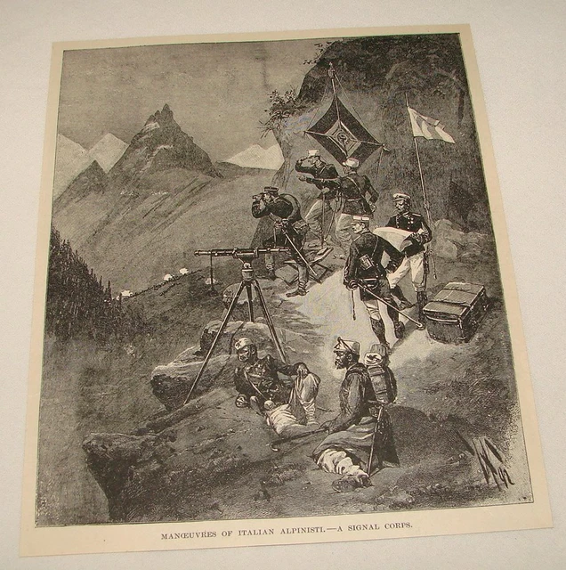 1895 Rivista Incisione ~ Manuevers Di Italiano Alpinisti, Italia