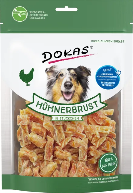 DOKAS - Hühnerbrust in Stückchen 9er Pack Hundesnack Leckerlies Hunde (9 x 200g)
