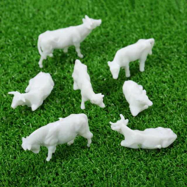 100Pcs/Bag UnPainted White Farm Animals Cows 1:87 HO Scale H-20mm Lovely Model