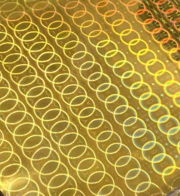 GOLD Wrapping Paper Foil Gift Wrap Sheets Sheets Holographic Circles X 10 DS2