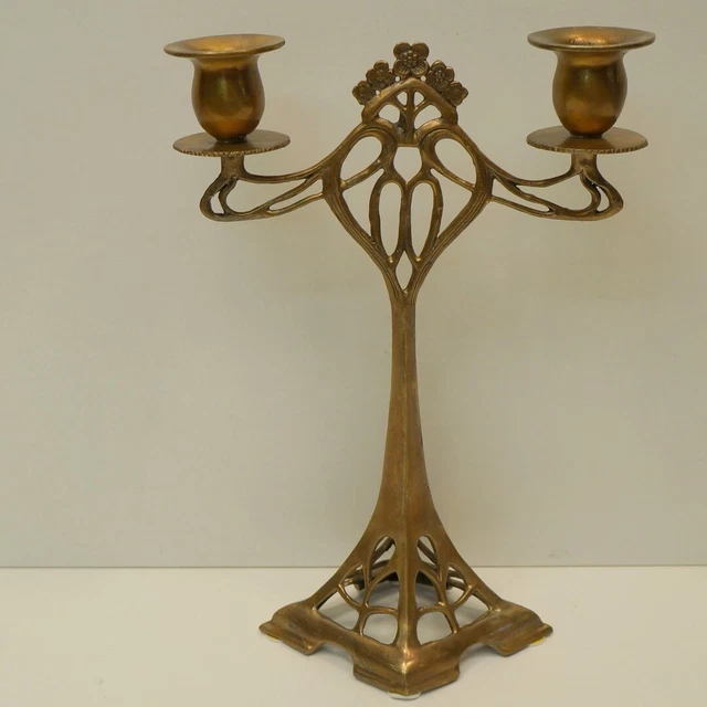 Candelero Art Deco Estilo Art Nouveau Estilo Bronce sólido