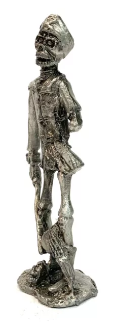 Pewter Figurine 4” Skeleton Pirate Missing Arm Sword Flask Skull Lead Free B 2