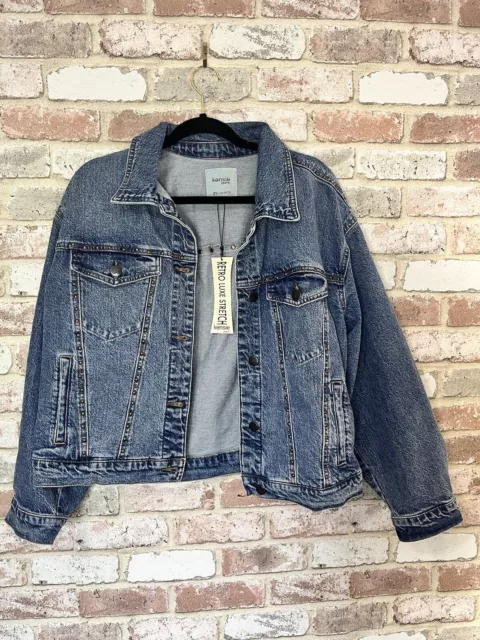 Kensie Jeans Retro Luxe Stretch XL Women’s Denim Jacket With Studs NWT