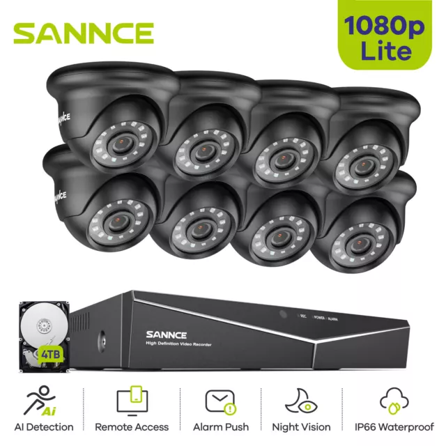 SANNCE 4CH 8CH 1080P CCTV System Outdoor Security Camera H.264+ DVR Night Vision