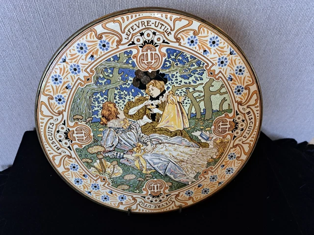 Superbe Plat Publicitaire En Faience Sarreguemines Art Nouveau Lefevre Utile Lu