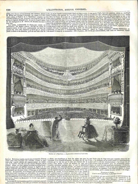 Théâtre de la République et des Arts Représentation Nationale Paris GRAVURE 1848