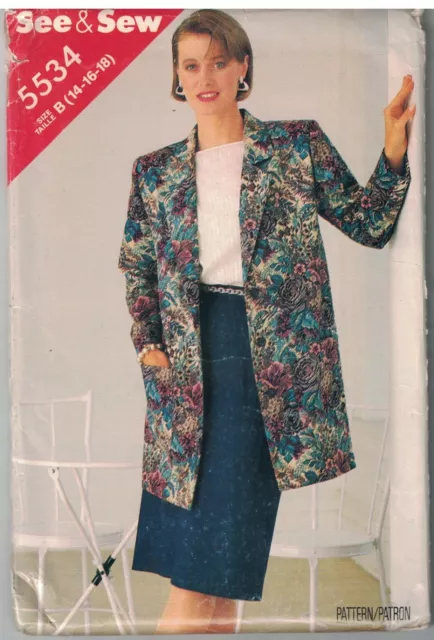 5534 Butterick See & Sew Sewing Pattern Misses Loose Fitting Jacket Skirt Uncut
