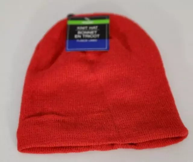 Children Red Winter Hat Black Fleece Lined Shell Youth  Knit Cap Beanie Kid New