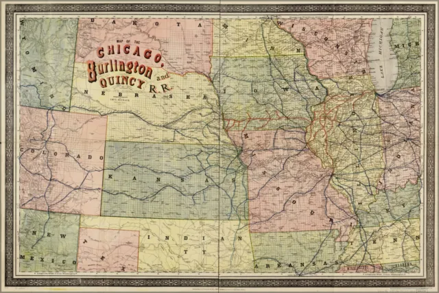 Poster, Many Sizes; Map Of Chicago Burlington & Quincy Railroad 1879