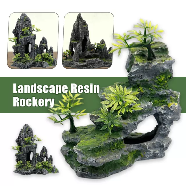 Artificial Aquarium Mountain Resin Stone Rock Reef Cave Fish Tank Ornament Decor