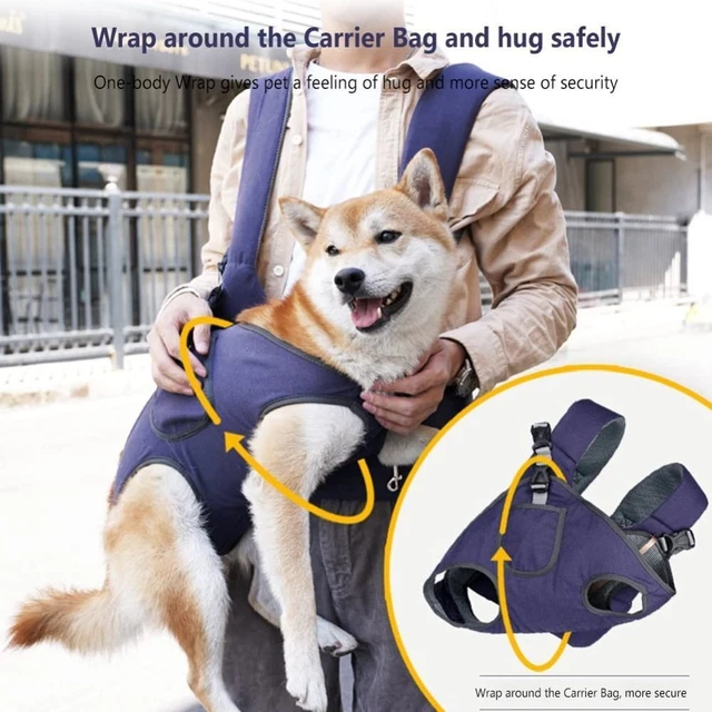 Correas Transpirables con Bolsillos Mascota Perro Mochila de Jean Portátil Azul