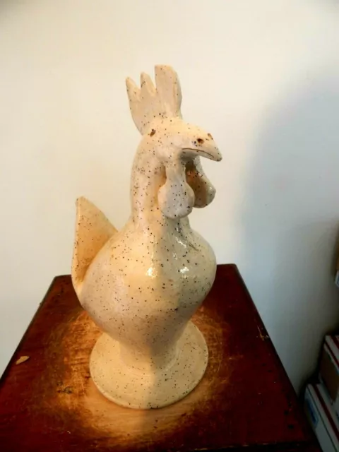wayne hewell   rooster, chicken , pottery, folk art  10'x 5''