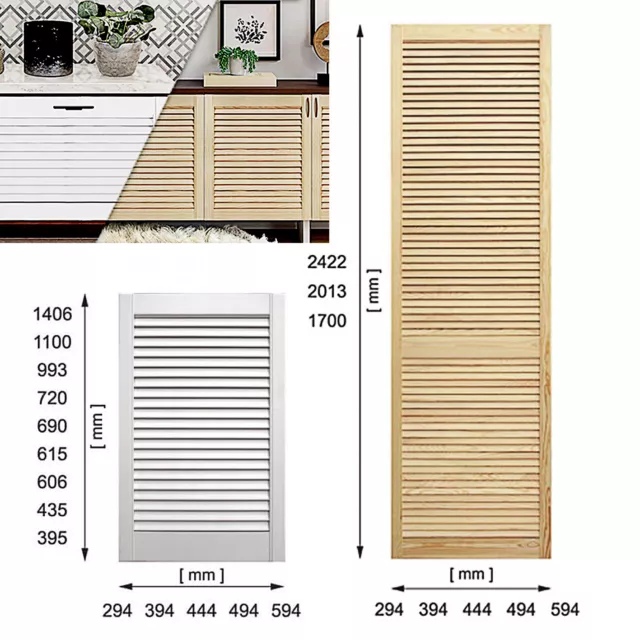 Wooden FRONT DOOR Natural Clear Pine or White Louvre Cupboard Wardrobe Slatted