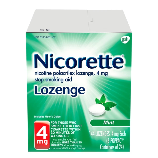 Pastillas de nicotina Nicorette para dejar de fumar, sabor como nuevo, 4 mg, 144 unidades