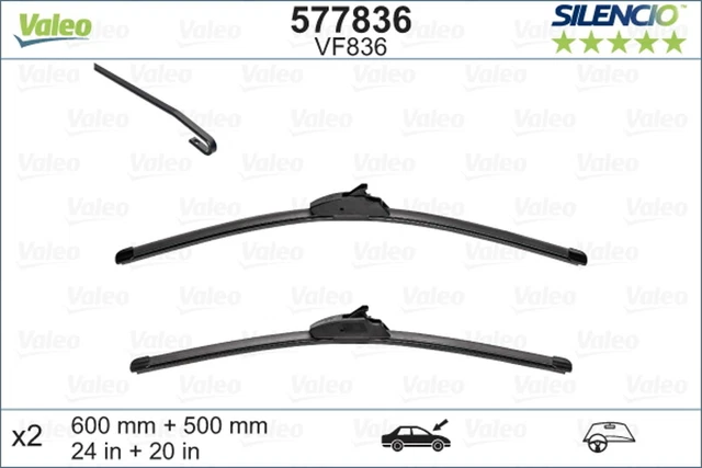 Wischblatt Scheibenwischer SILENCIO FLAT BLADE SET VALEO 577836 für BMW X6 X5 4