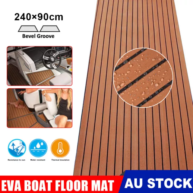 240×90cm EVA Foam Mat Marine Carpet Yacht Boat Decking Teak Flooring Light Brown