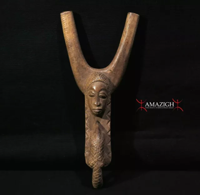 Old Fine Baule Slingshot Catapult - Carved Wood - Cote d'Ivoire