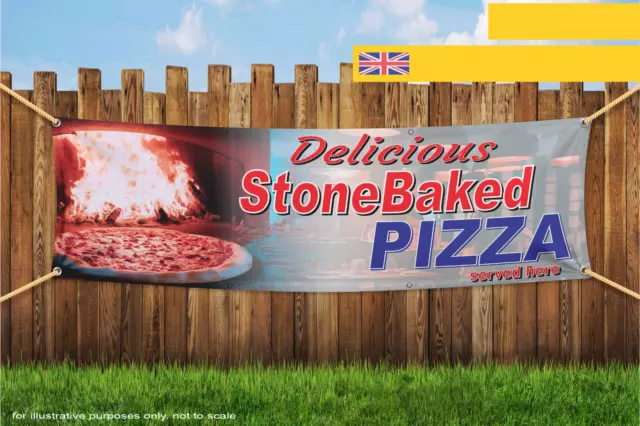 Delicious Stonebaked Pizza served Here Heavy Duty PVC Banner Sign 4748