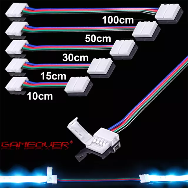 🔴 LED Schnell Verbinder RGB Strip 4 Pin 0,3m 0,5m 1m Meter Kabel Verlängerung