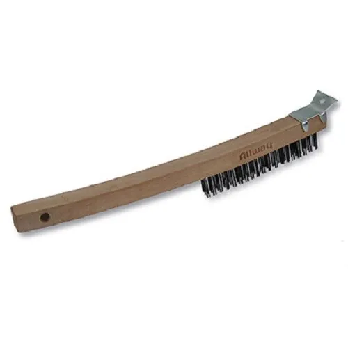 Allway Wire Brush with Scraper, Curved Wood Handle, 3 x 19 Rows