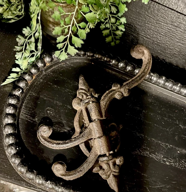 Vintage Cast Iron Victorian Wall Folding Hat Coat Rack 3 Hook Swivel Swing Arm