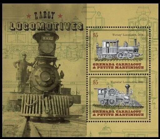 Grenada Grenadines 2014 MNH SS, Early Locomotives, Train, Railways