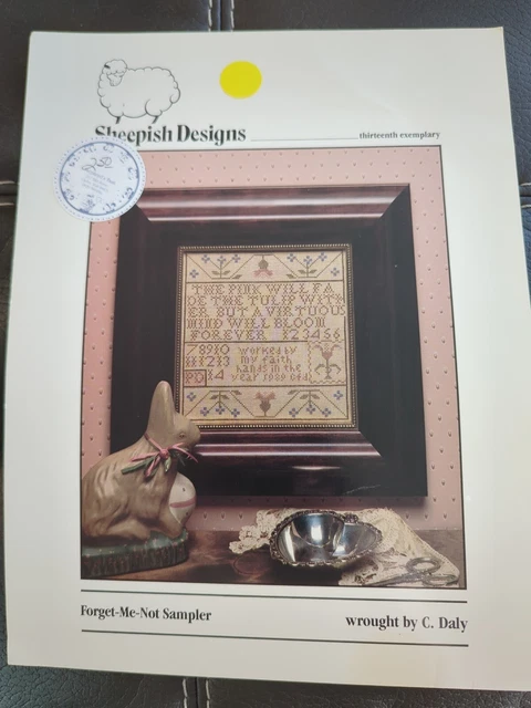 NEW SHEEPISH Designs Forget Me Not Sampler Cross Stitch Pattern Leaflet 1988