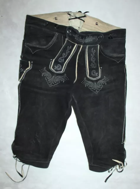 KNIE LANG TRAGER HIRSCHLEDER- LEDERHOSE HIRSCH ca W32  Gr 48 65CM SAMISCH