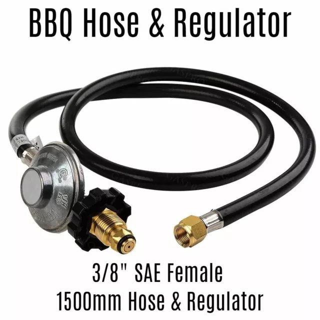 BBQ Hose & Regulator 3/8" SAE Weber BBQ Jumbuck BBQ Hose Female 1500mm LPG