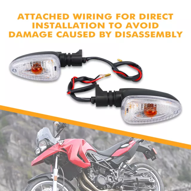 2 x Clear Turn Signal  Lights Indicator For BMW F650GS F800GS F800R R1200GS HP2 3