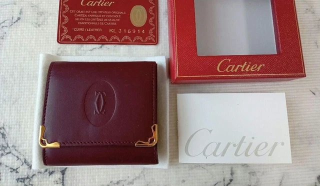 Unused Authentic Cartier Vintage Coin Case Purse Leather Deadstock