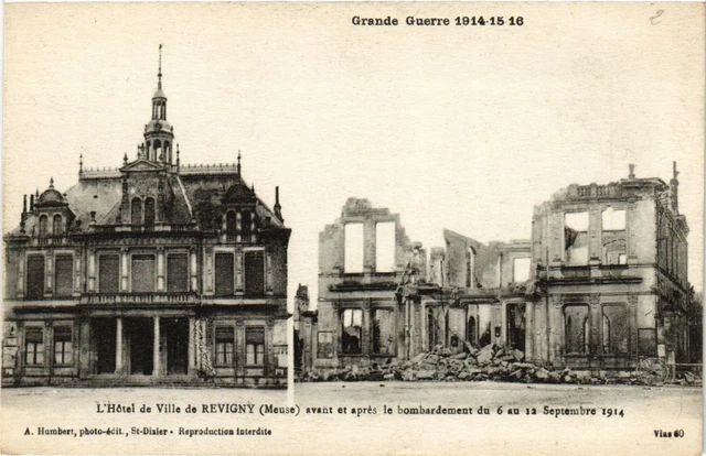 CPA MILITAIRE L'Hotel de Ville de Revigny avant et aprés le bombardement(316490)