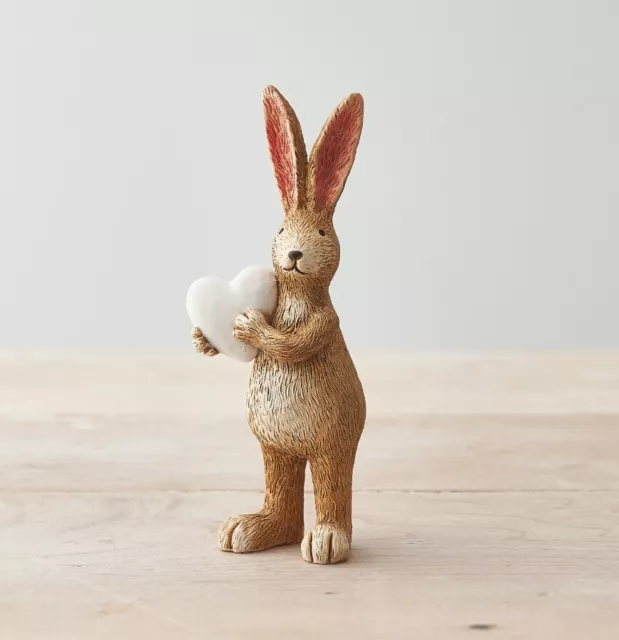 Bunny Rabbit Standing With Heart Resin Figure Nursery Ornament Gift