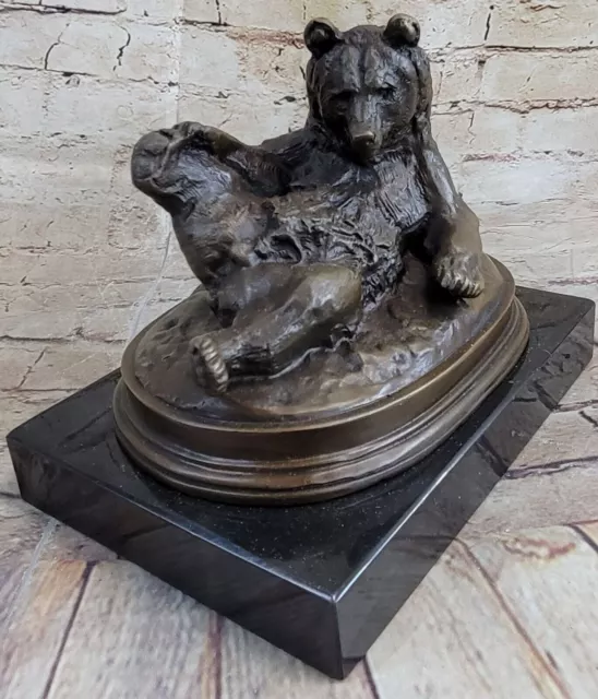 20CM Bronze Art sculpture beast animals a ferocious roar Bear statue Sale