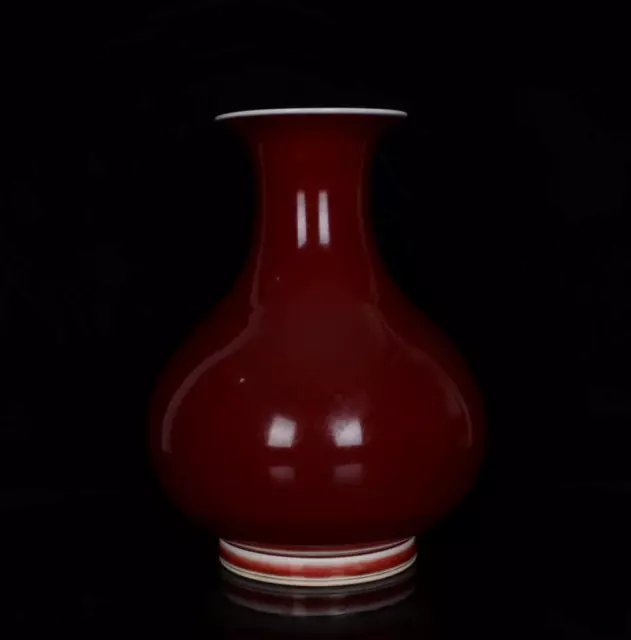 Old Chinese Red Glaze Porcelain Vase Kangxi Marked St908