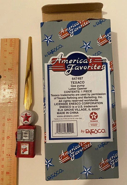 collectible Texaco Gas Pump 7" Letter Opener Enesco 1990s